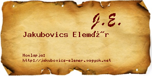 Jakubovics Elemér névjegykártya
